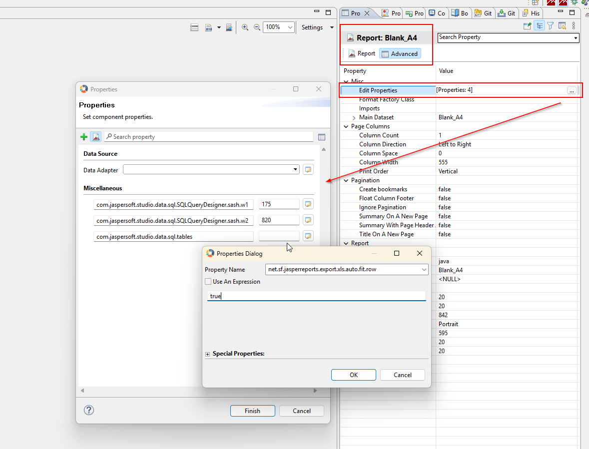 Set Jasperreports Properties on report scope